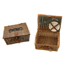 Load image into Gallery viewer, GBS- 2 Person Green Tweed Picnic Hamper
